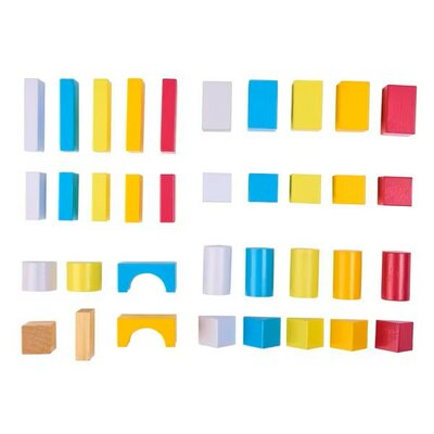03448 Playing Kids Houten Blokkenset Gekleurd 50-delig