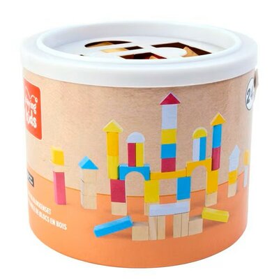 03448 Playing Kids Houten Blokkenset Gekleurd 50-delig