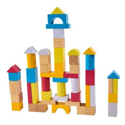 03448 Playing Kids Houten Blokkenset Gekleurd 50-delig