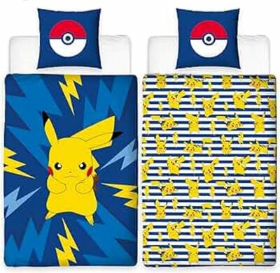 68419 Pokemon Dekbedovertrek Pikachu 1-pers. Dubbelzijdig Bedrukt 140X200 cm met Kussensloop