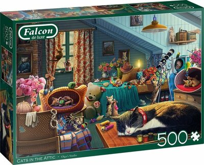 1130 Jumbo Puzzel Falcon Cats in the Attics 500 stukjes