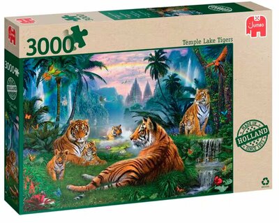 602545 Jumbo Puzzel Premium Collection Temple lake Tigers 3000 stukjes