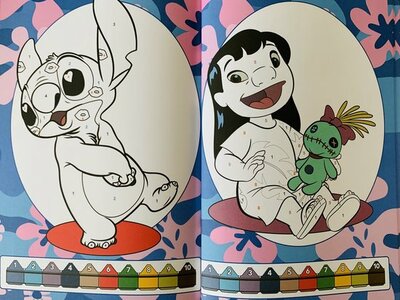 57128 Disney Stitch Kleuren op Nummer Kleurboek met 12 Potloden