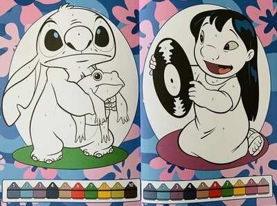 57128 Disney Stitch Kleuren op Nummer Kleurboek met 12 Potloden