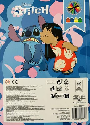 57128 Disney Stitch Kleuren op Nummer Kleurboek met 12 Potloden