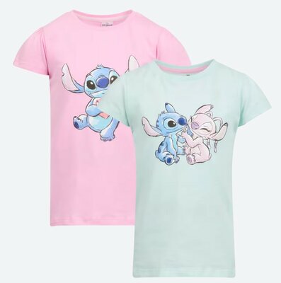 09290 Disney Stitch T-shirts Meisjes 2 stuks Maat 110-116