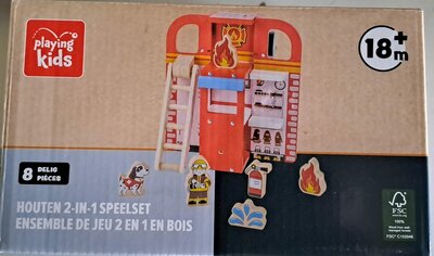 03479 Playing Kids Houten 2-in-1 Speelset Brandweer