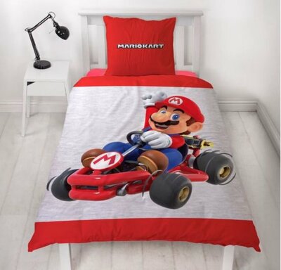 79354 Super Mario Kart Dekbedovertrek Dubbelzijdig Bedrukt 140x200 cm