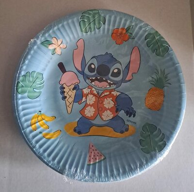 81917 Disney Stitch Papieren Bordjes 20 cm 12 stuks Blauw