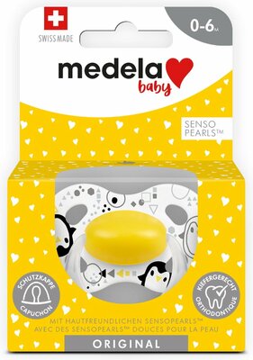 75092 Medela Baby Fopspeen Original Hoge Acceptatie Orthdontisch Ergonomische Vorm Sunshine Yellow 0-6 maanden 1 stuks  