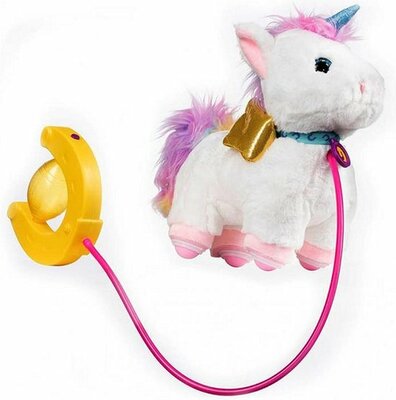 14824 Sprint Trekfiguur Lucky Junior 25 X 13 Cm Pluche Wit/roze