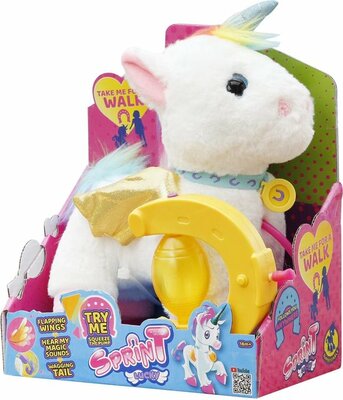 14824 Sprint Trekfiguur Lucky Junior 25 X 13 Cm Pluche Wit/roze