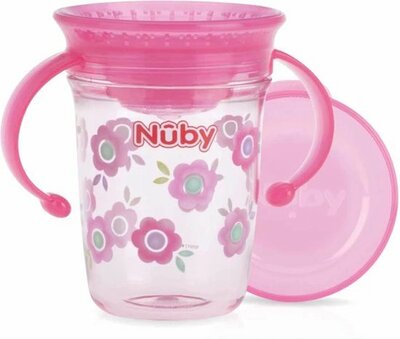 46791 Nuby Wonder Cup Met Handvatten In Tritan 240ml Roze 6m+