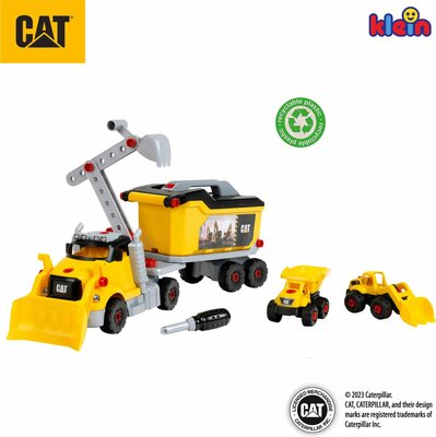 32522 Klein Toys Caterpiller 4in1 schroeftruck truck, wiellader, transporter of kiepwagen