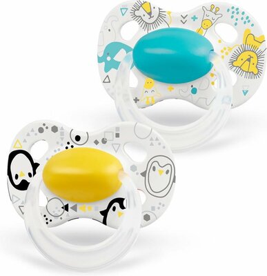 74899 Medela Baby Fopspeen Original Hoge Acceptatie Orthdontisch Ergonomische vorm Sunshine Yellow /Blue  6-18 maanden  2 stuks