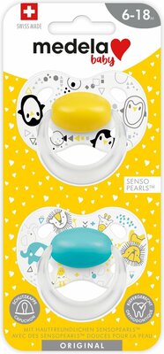 74899 Medela Baby Fopspeen Original Hoge Acceptatie Orthdontisch Ergonomische vorm Sunshine Yellow /Blue  6-18 maanden  2 stuks