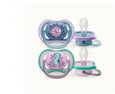 12683 Philips Avent Fopspeen 6-18M Ultra Air Dieren Mix (2 stuks) Paars/roze   
