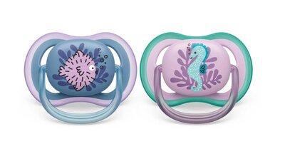 12683 Philips Avent Fopspeen 6-18M Ultra Air Dieren Mix (2 stuks) Paars/roze   