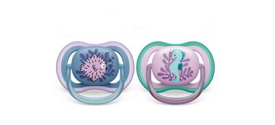 12683 Philips Avent Fopspeen 6-18M Ultra Air Dieren Mix (2 stuks) Paars/roze   