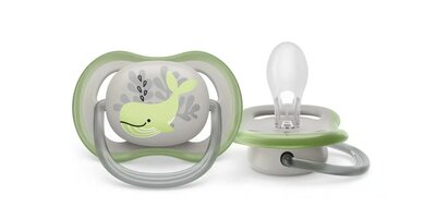 12676 Philips Avent Fopspeen 6-18M Ultra Air Dieren Mix (2 stuks) Groen/grijs 