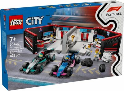 60444 LEGO City F1 garage met Mercedes-AMG en Alpine auto's