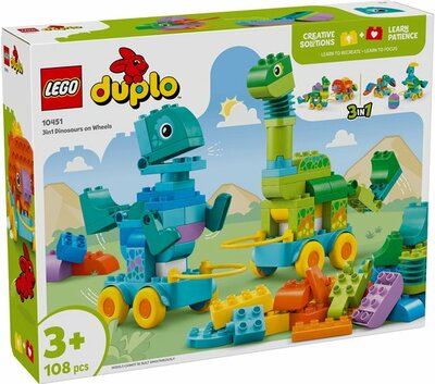10451 LEGO DUPLO Stad 3-in-1 Dinosaurussen op Wielen