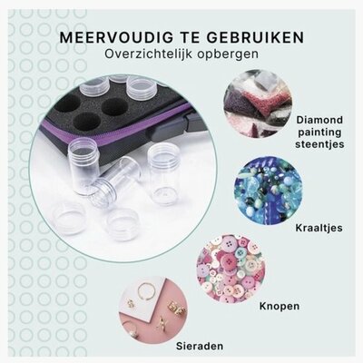 71884 Diamond Painting Opbergkoffer met 60 Potjes, Trechter en Stickers