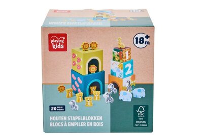 61179 Playing Kids Safari Houten Stapelblokken