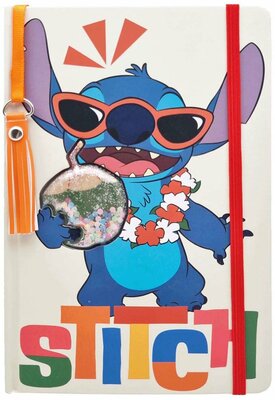 97940 Stitch notitieboek glitter A5 multicolor met pailletten en hanger