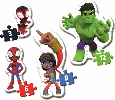 08364 Clementoni My First Puzzel Spidy  4 Puzzels 3, 6, 9. en 12 stukjes