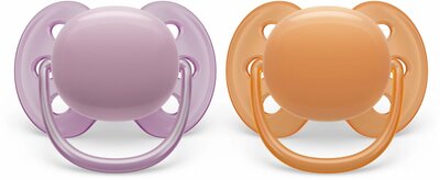 12799 Philips Avent Ultra Soft Fopspeen 6-18 Mnd. Roze/Oranje 2 stuks