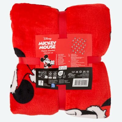 41499 Mickey Mouse Fleece Plaid 130x160cm Rood