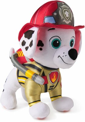 076471 PAW Patrol Brandweerredding Knuffel met brandblusserrugzak en slang, 25,5 cm