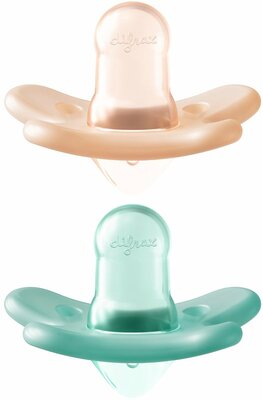 92294 Difrax Siliconen Fopspeen Premature Aqua & Oranje 0-2 M. 2 Stuks