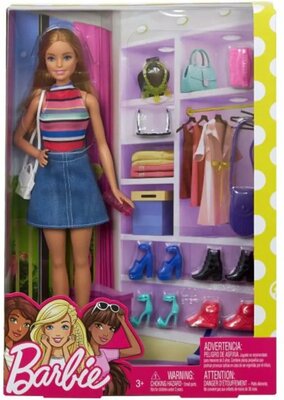 60029 Barbie Pop Modepop met Blond Haar  met Extra Schoenen, Tassen en Accessoires