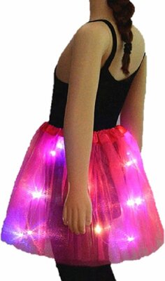 35725 Tutu met LED lampjes Donker Roze Verkleedjurkje 4 tot 7 jaar