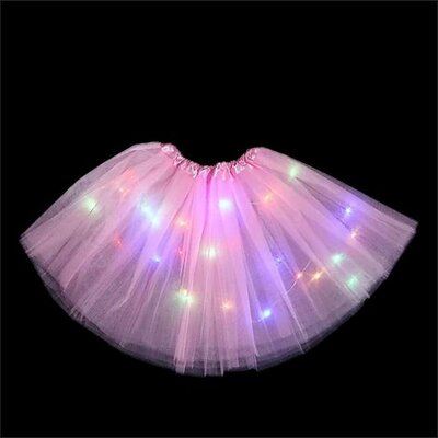 33110 Tutu met LED lampjes Lichtroze Verkleedjurkje 4 tot 7 jaar