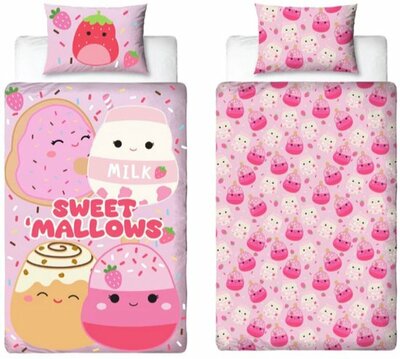 88363 Squishmallows dubbelzijdig Dekbedovertrek 1 persoons 140x200cm