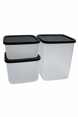 63278 Tupperware Cubix set van 3 vierkante dozen Transparant
