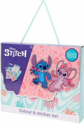 90647 Disney Stitch Kleurset met stickers, kleurpotloden en een map (20 stuks)