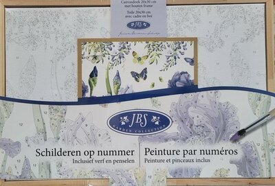 77064 Janneke Brinkman  Schilderen op nummer bloemen en vlinders blauw   