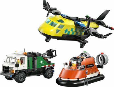 60505 LEGO City Vliegtuig, Servicewagen en Hovercraft Remix