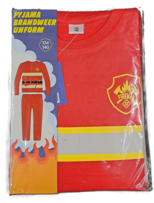 34039 Brandweer Uniform Pyjama Rood Maat 134-140