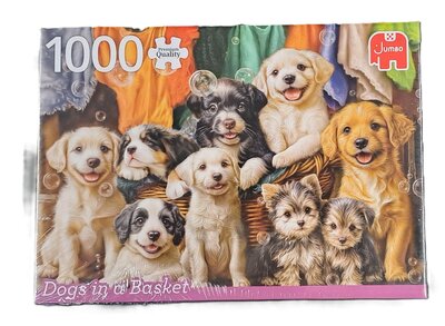 610564 Jumbo Puzzel Dogs in a Basket 1000  stukjes