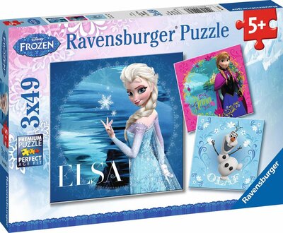 092697 Ravensburger Puzzel Disney Frozen Elsa, Anna & Olaf 3x49 stukjes